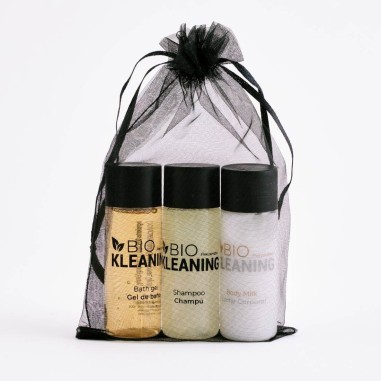 Kit de baño ecológico- gel, champú y body lotion natural - 50uds (KB-7)