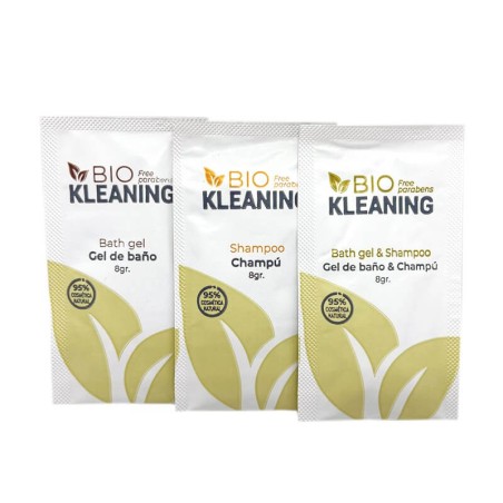 Shampoo + gel doccia per hotel in bustine monodose